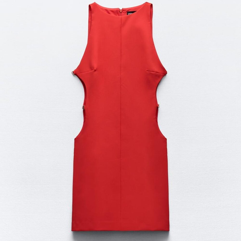 VIRAL RED ZARA SHORT DRESS WITH CUT-OUT DETAIL